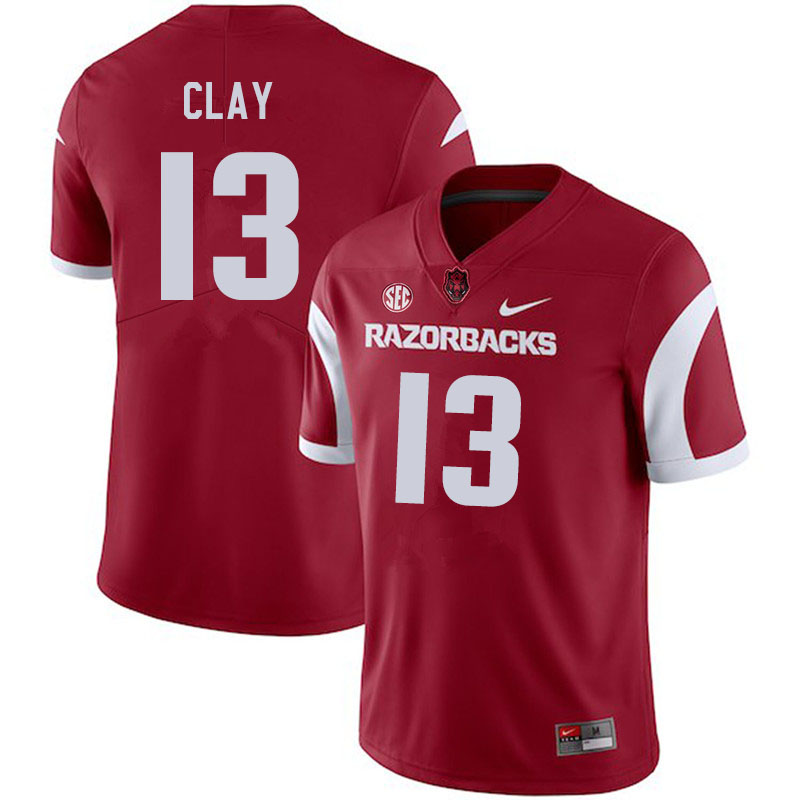Men #13 Collin Clay Arkansas Razorbacks College Football Jerseys Sale-Cardinal